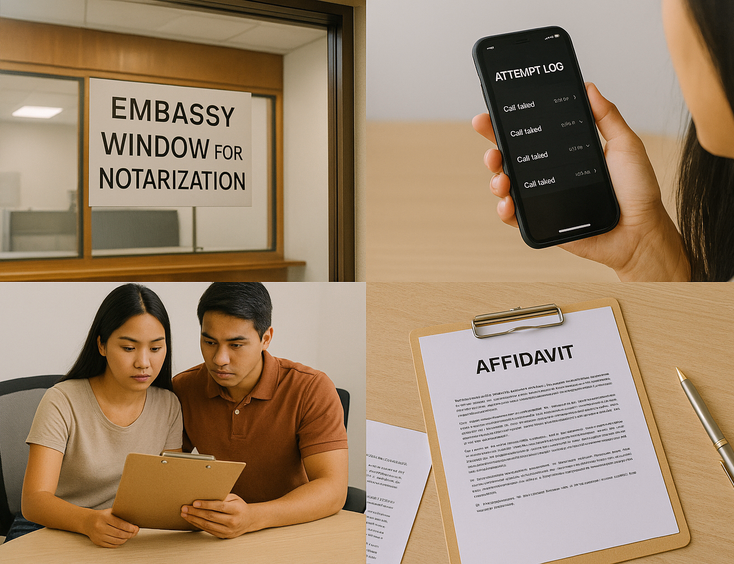 Couple considering embassy notarization affidavits and guardianship papers
