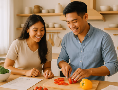 Modern Filipino couple celebrating love and tradition outdoors