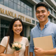 Young Filipino couple outside Manila city hall ready for a civil wedding